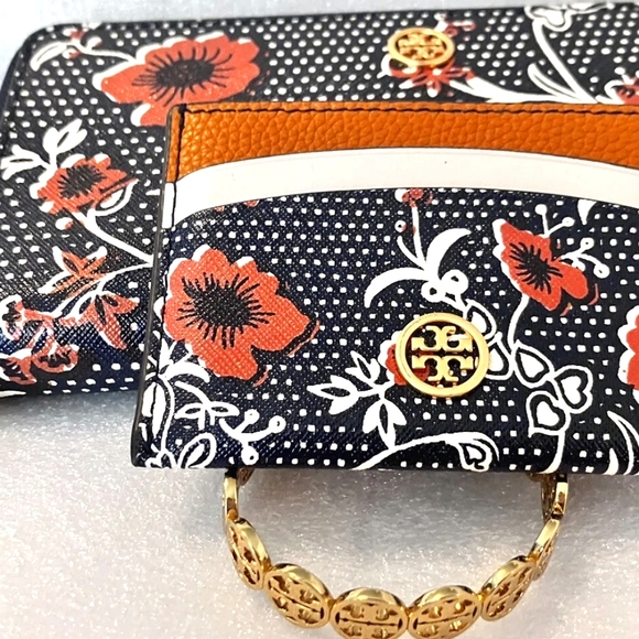 NEW~ Tory Burch Blake Printed Retro Batik Wallet, Card Holder & Cuff Bracelet - Picture 2 of 6